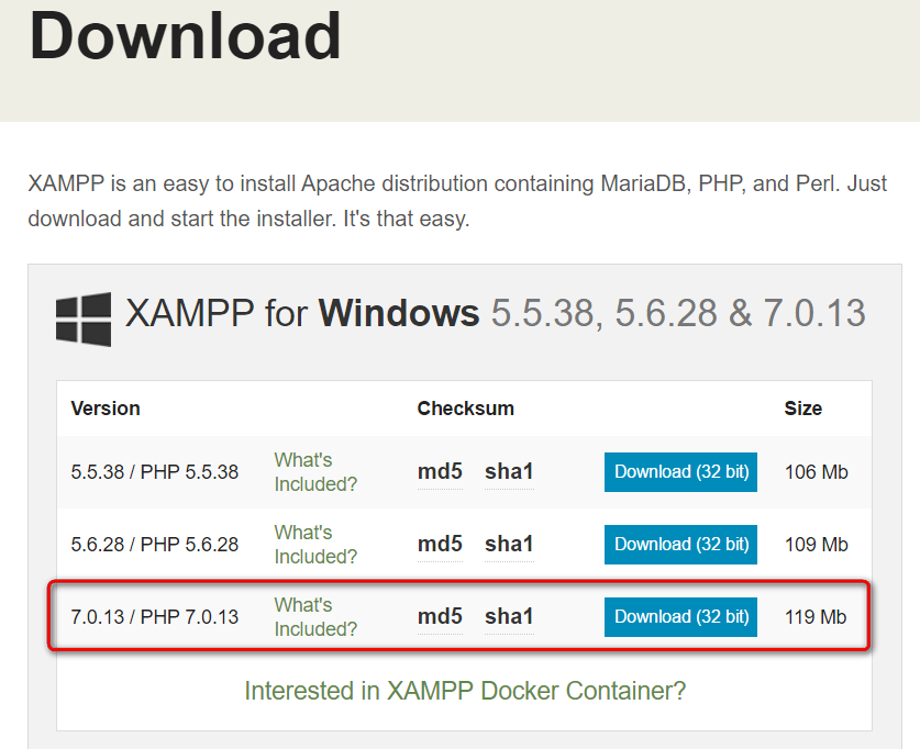 XAMPP PHP7